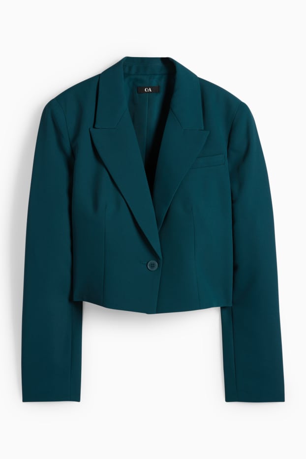Femei - Blazer crop - regular fit - petrol
