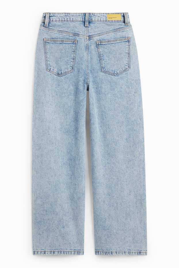 Kinder Mädchen - Stern - Wide Leg Jeans mit Strasssteinen - helljeansblau