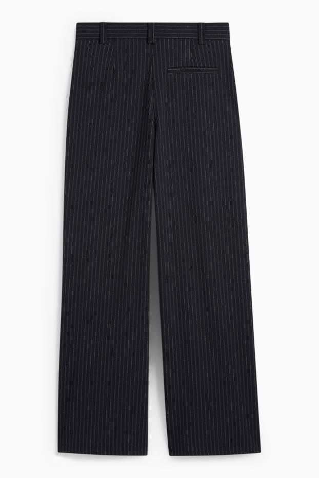 Femei - Pantaloni de stofă - talie medie - wide leg - structurați - albastru închis