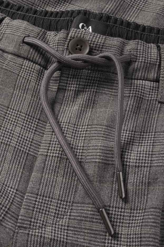 Pánské - Kalhoty chino - tapered fit - kostkované - tmavošedá