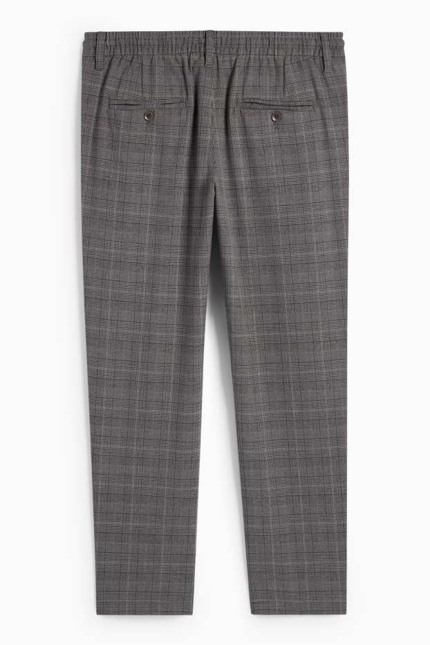 Pánské - Kalhoty chino - tapered fit - kostkované - tmavošedá