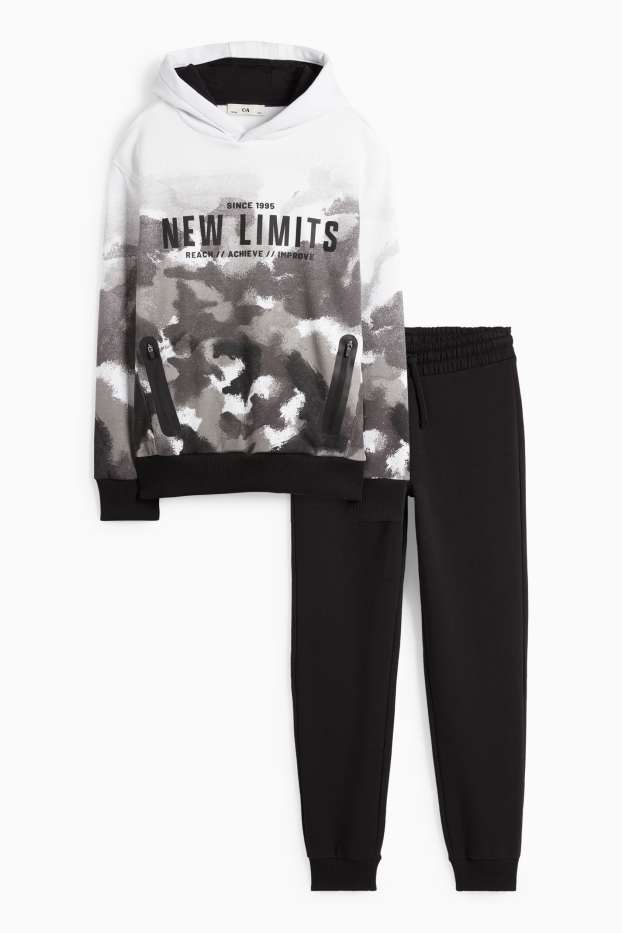 Children Boys - Set - hoodie and joggers - 2 piece - black / white