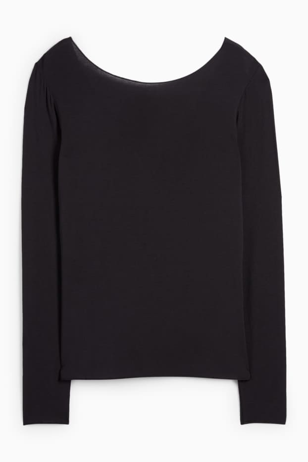 Dames - Ondershirt, deels van kasjmier - zwart