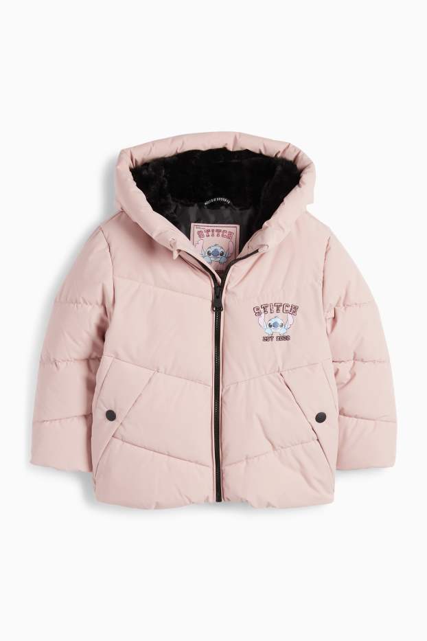 Kinderen: meisjes - Lilo & Stitch - jas met capuchon - waterafstotend - roze