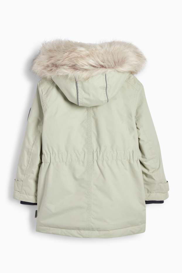 Bambine - Giacca antipioggia con cappuccio - foderata - impermeabile - verde menta