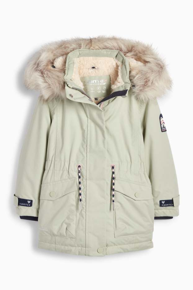 Bambine - Giacca antipioggia con cappuccio - foderata - impermeabile - verde menta