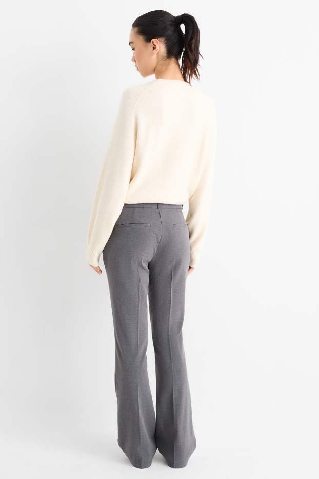 Femmes - Pantalon en toile - mid waist - flared - gris foncé