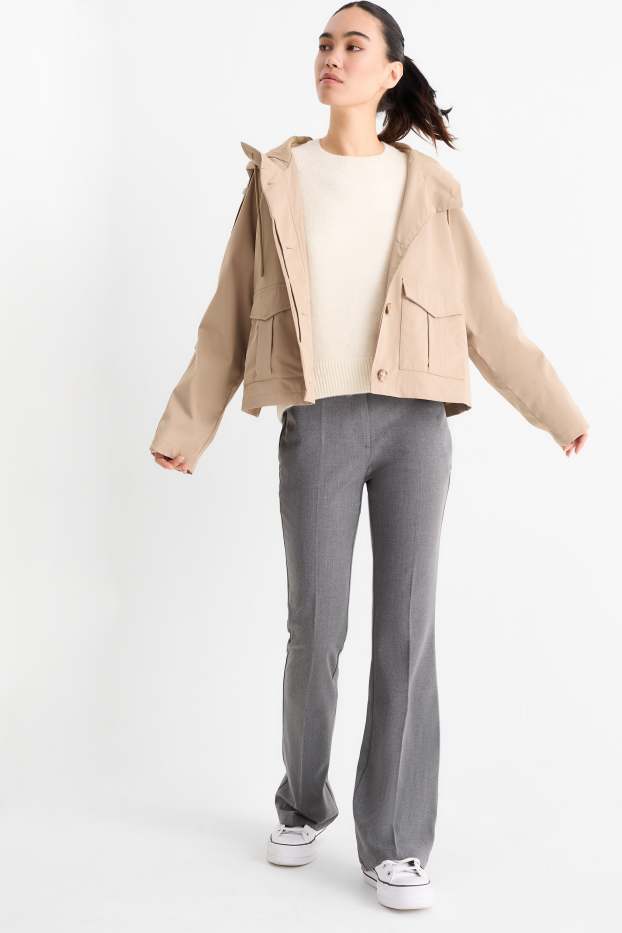 Femmes - Pantalon en toile - mid waist - flared - gris foncé