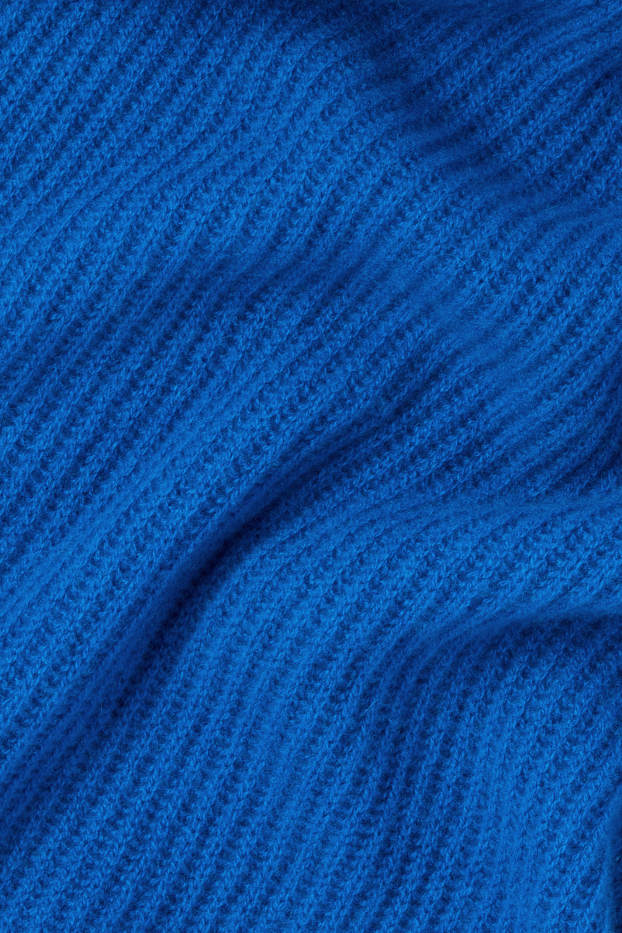 Women - Cashmere scarf - ribbed - blue