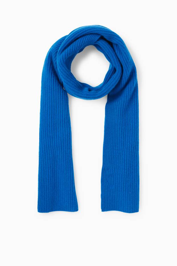 Women - Cashmere scarf - ribbed - blue