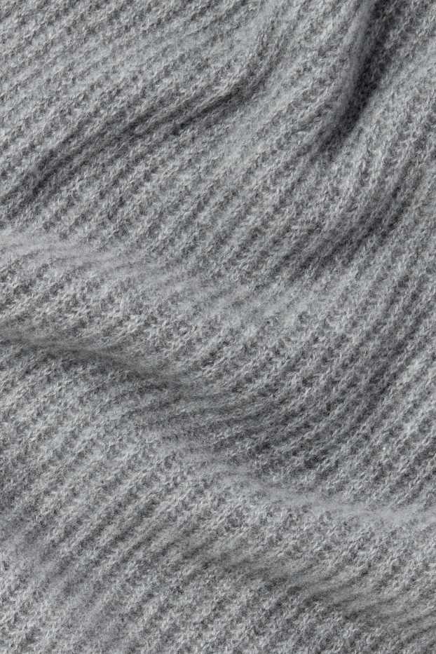 Women - Cashmere scarf - ribbed - gray