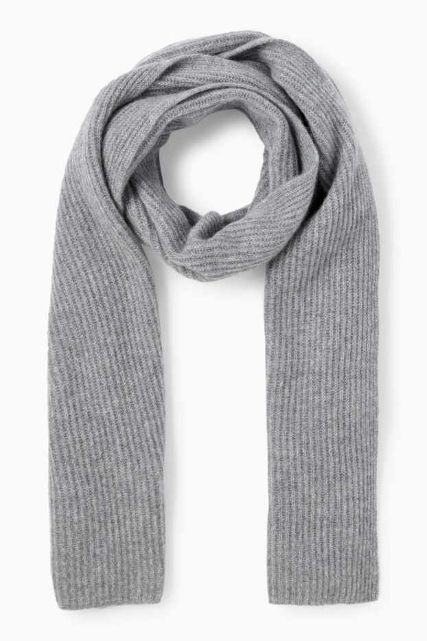 Women - Cashmere scarf - ribbed - gray