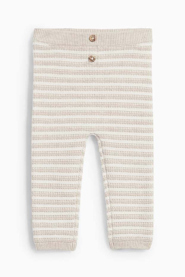 Unisexe - Leggings en maille bébé - à rayures - finition texturée - beige clair