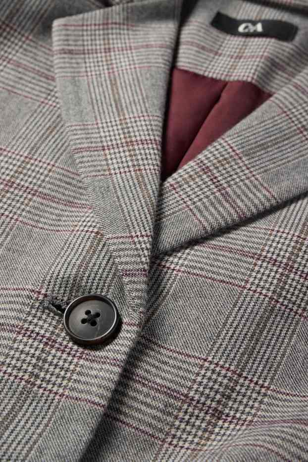Women - Business blazer - fitted - check - gray