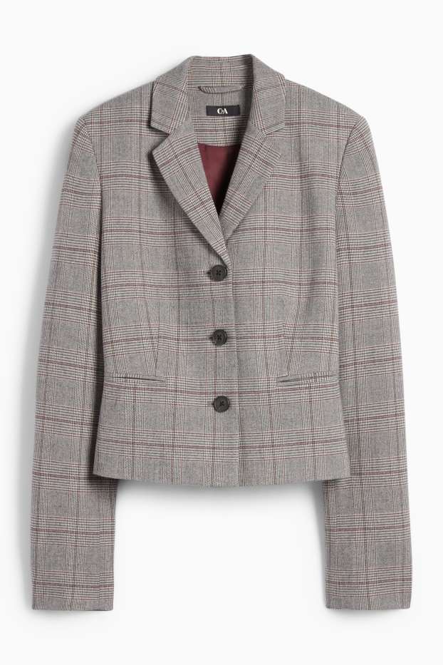 Women - Business blazer - fitted - check - gray