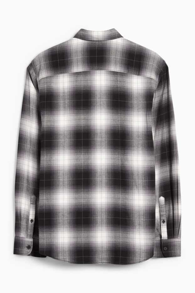 Home - Camisa - regular fit - Kent - de quadres - gris fosc
