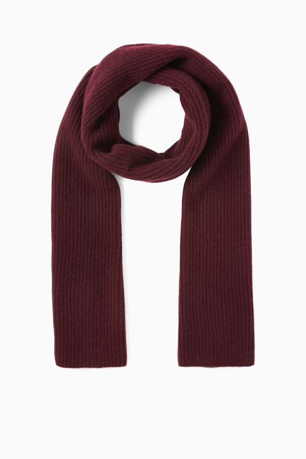 Women - Cashmere scarf - ribbed - bordeaux