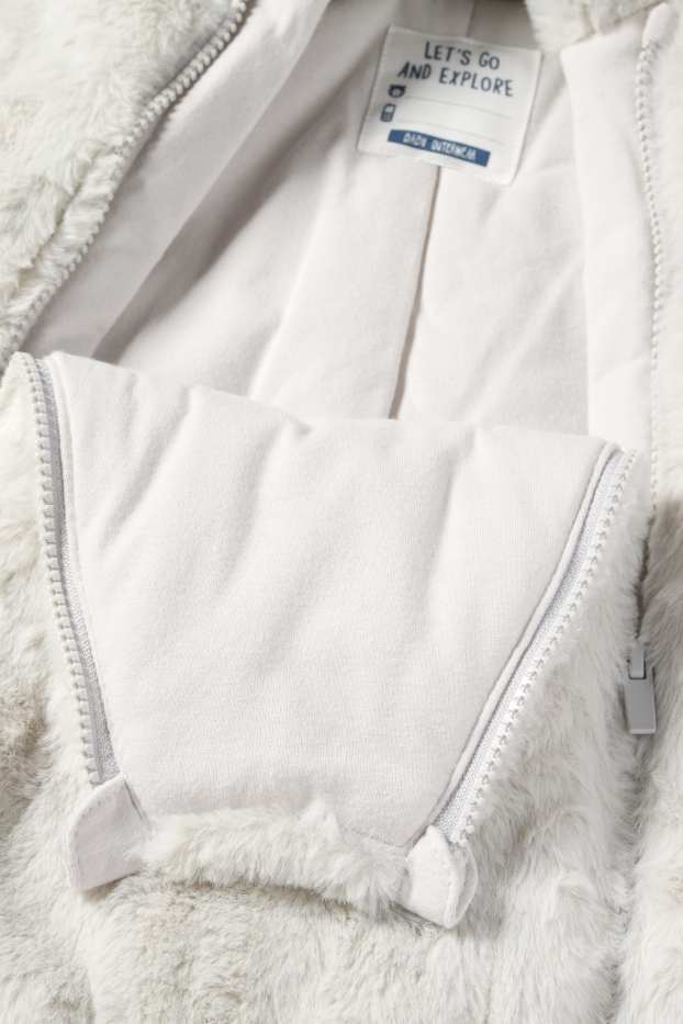 Baby Boys - Baby faux fur snowsuit with hood - light gray