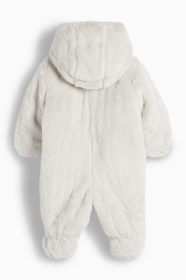 Baby Boys - Baby faux fur snowsuit with hood - light gray