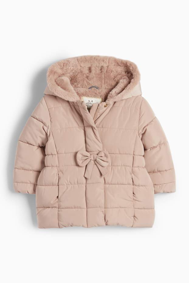 Bebés niñas - Chaqueta acolchada para bebé con capucha - marrón claro