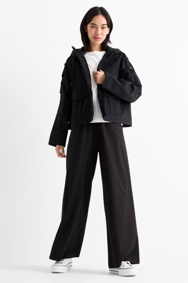 Dames - Pantalon - mid waist - wide leg - zwart