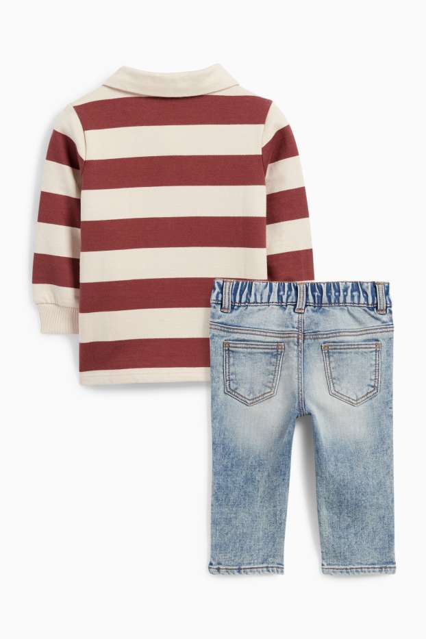 Baby: jongens - Mickey Mouse - babyoutfit - 2-delig - bordeaux
