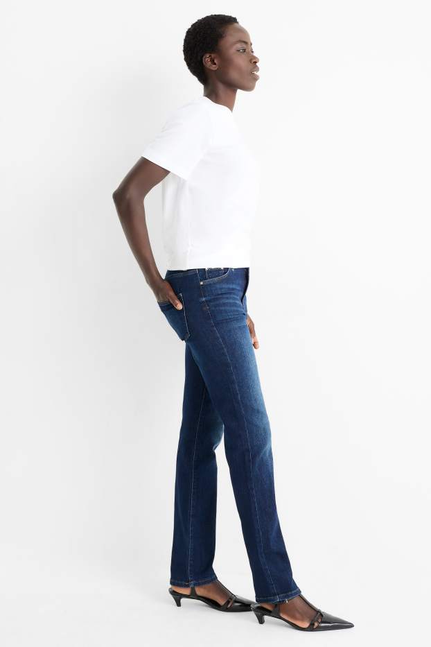 Women - Straight jeans - mid-rise waist - LYCRA® - blue denim