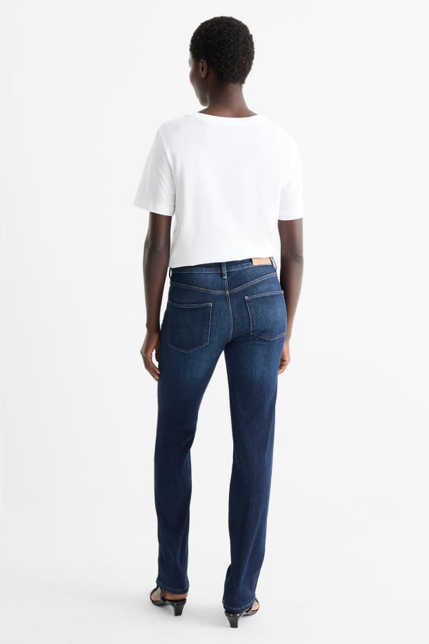 Women - Straight jeans - mid-rise waist - LYCRA® - blue denim