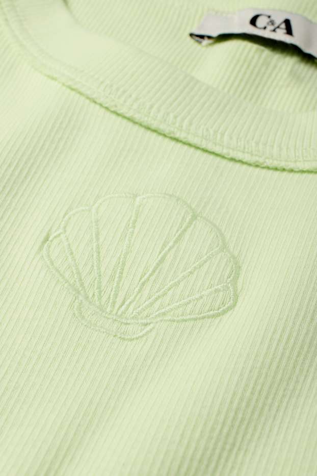 Donna - Top - a coste - verde chiaro