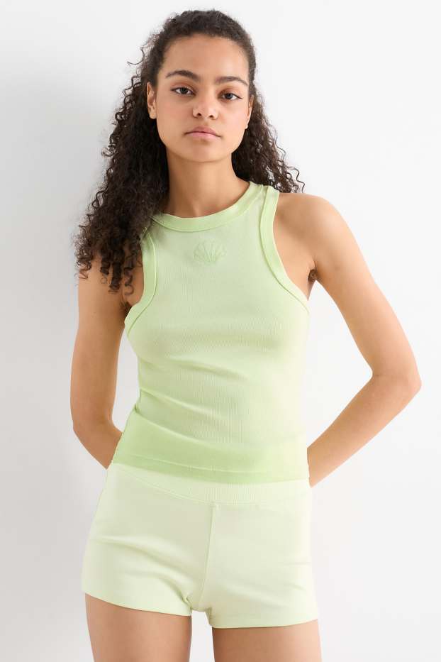 Donna - Top - a coste - verde chiaro