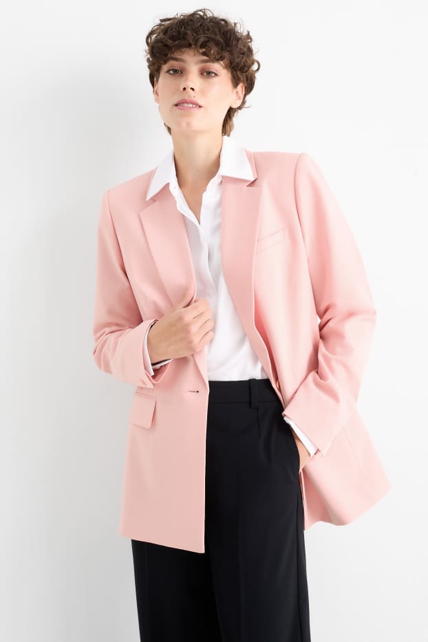 Dames - Lange, oversized blazer - lichtroze