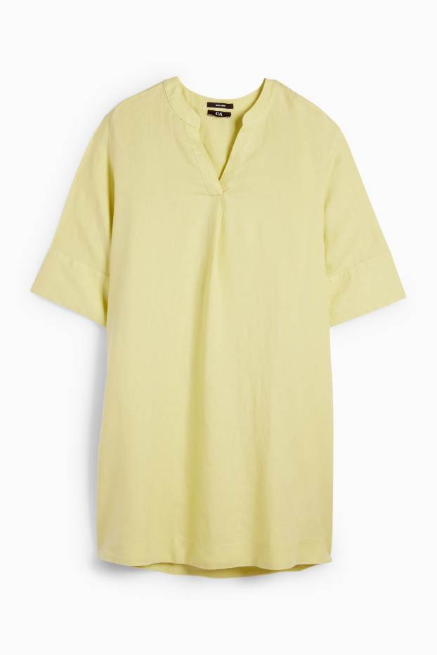 Femmes - Robe-tunique en lin - vert clair