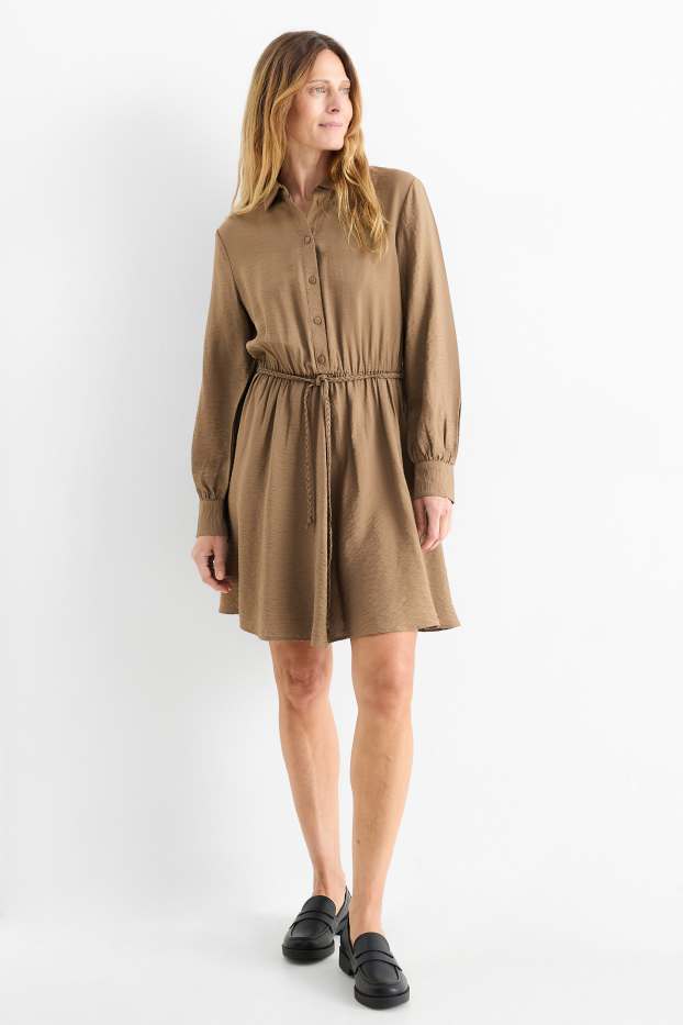 Femmes - Robe-chemisier - marron clair