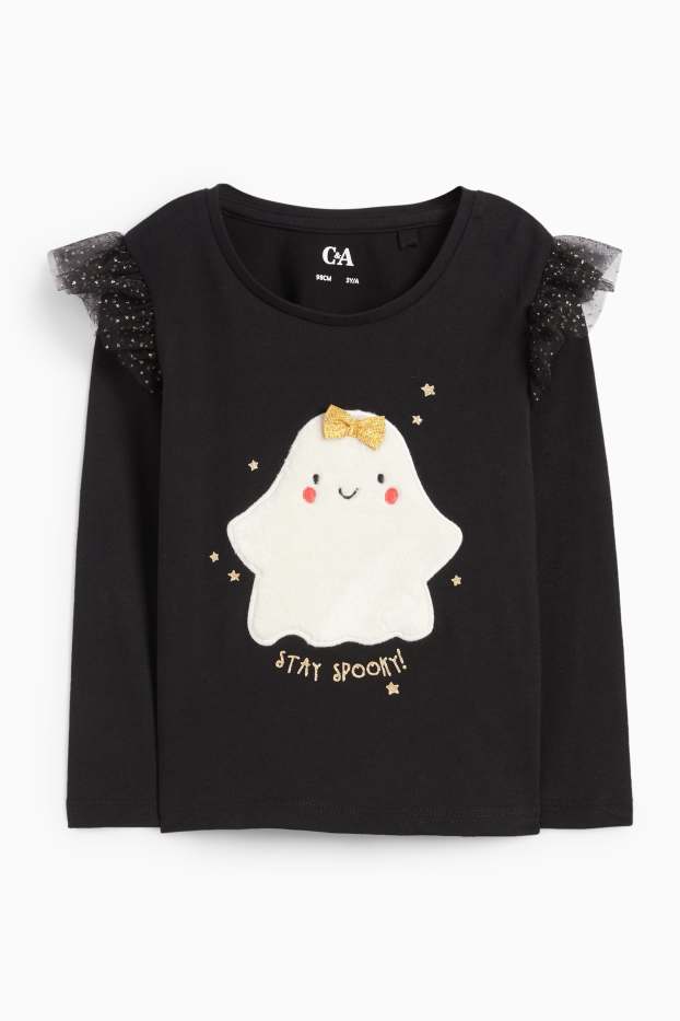 Kinder Mädchen - Gespenst - Langarmshirt - schwarz