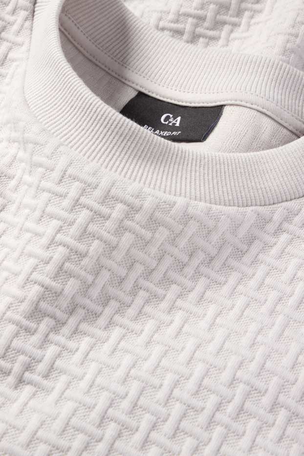 Men - Sweatshirt - textured - light gray