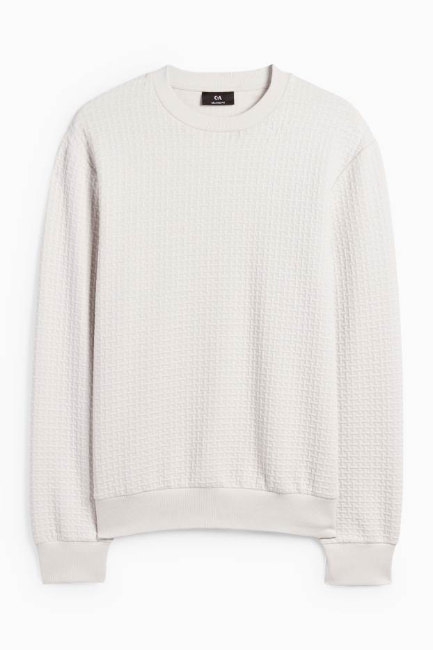 Men - Sweatshirt - textured - light gray