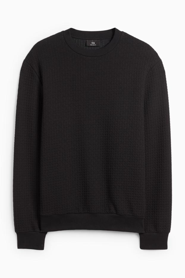 Hommes - Sweat - finition texturée - noir