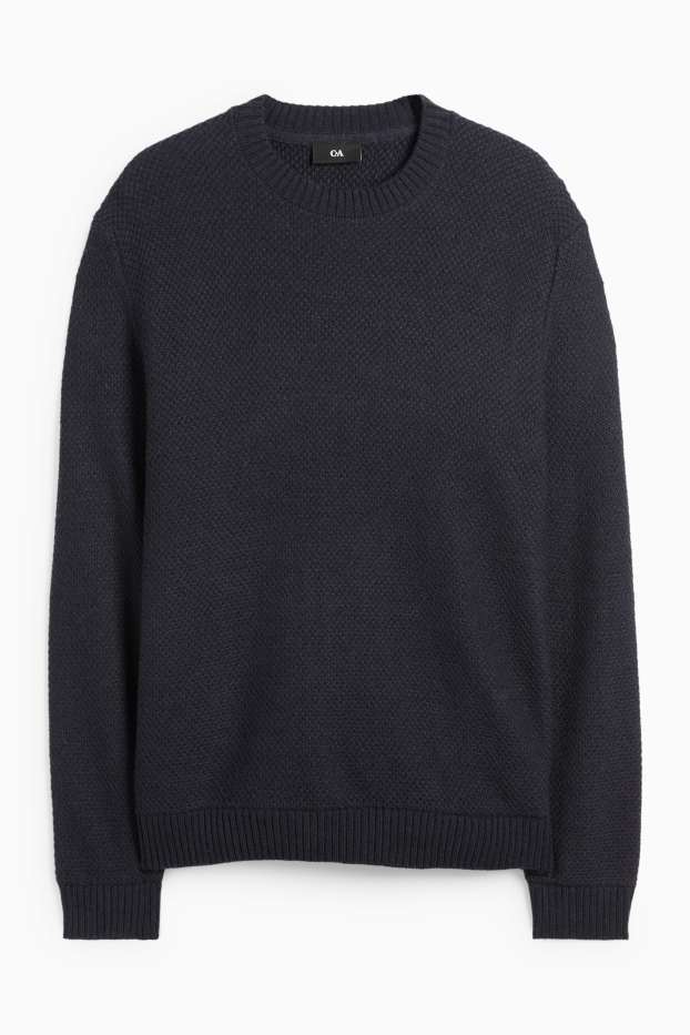 Herren - Pullover - strukturiert - dunkelblau