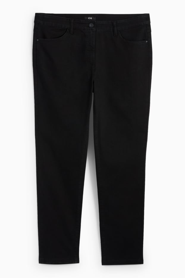 Women - Slim jeans - mid-rise waist - stretch - denim-dark gray