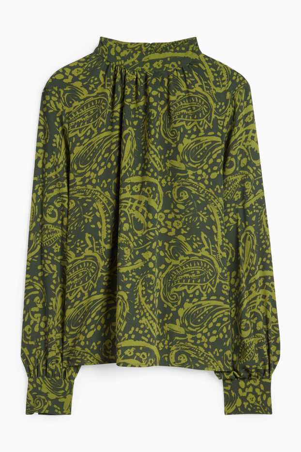 Women - Blouse - patterned - green