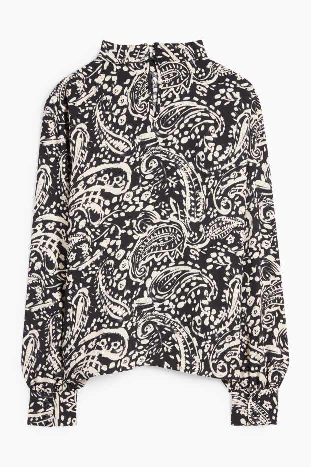 Women - Blouse - patterned - black / beige