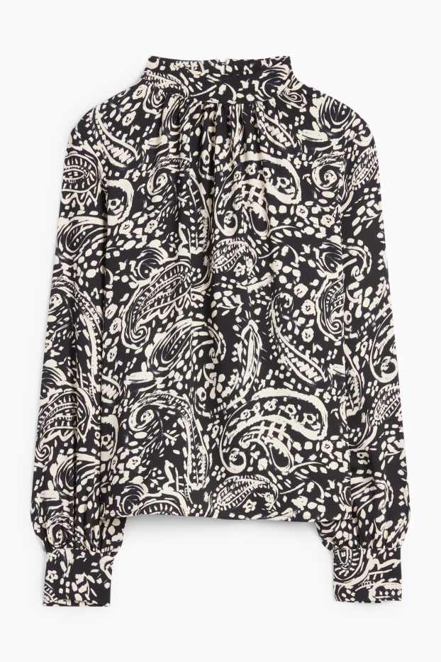 Women - Blouse - patterned - black / beige