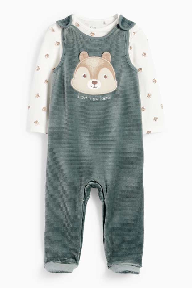 Unisex - Scoiattolo - set con tutina - 2 pezzi - verde scuro