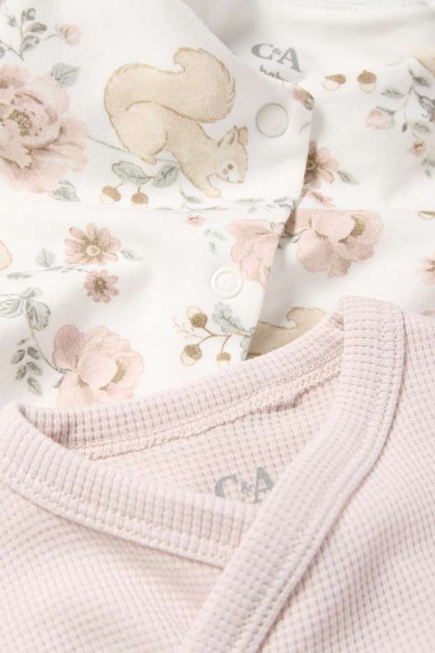 Baby Mädchen - Blümchen und Eichhörnchen - Erstlings-Set - 3 teilig - cremefarben