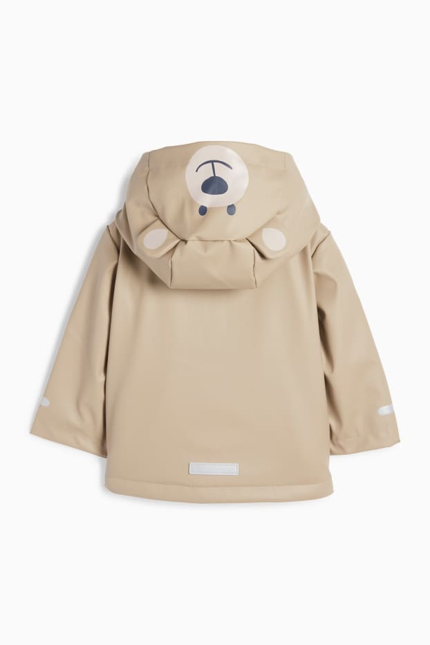 Baby: jongens - Beertje - babyparka met capuchon - waterdicht - beige