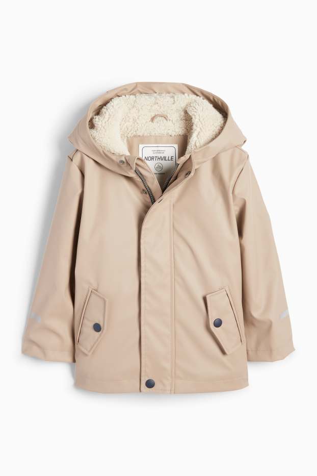 Kinderen: jongens - Wasbeer - jas met capuchon - waterdicht - beige