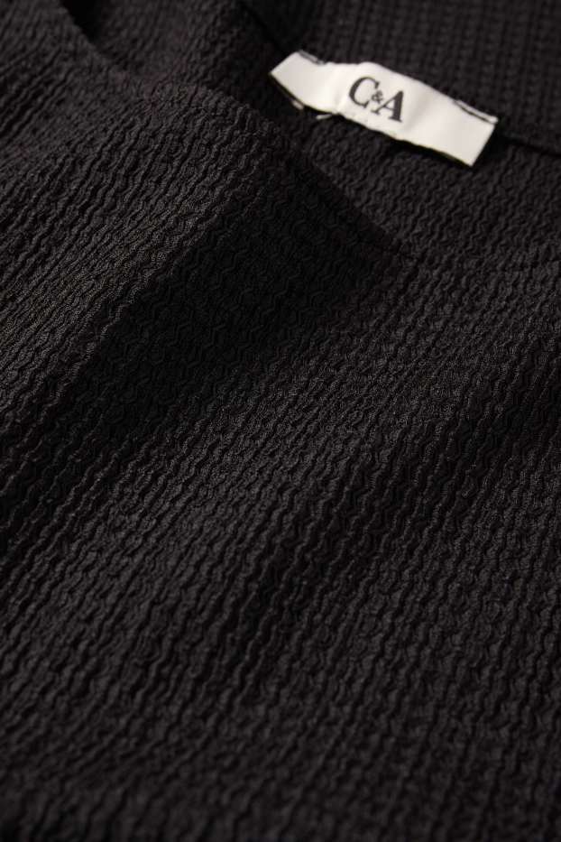 Women - Cropped top - textured - black