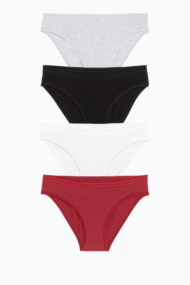 Dames - Set van 4 - slip - donkerrood