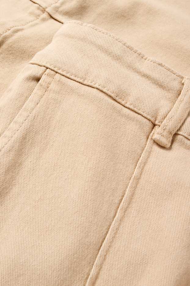 Women - Cloth trousers - high waist - wide leg - beige