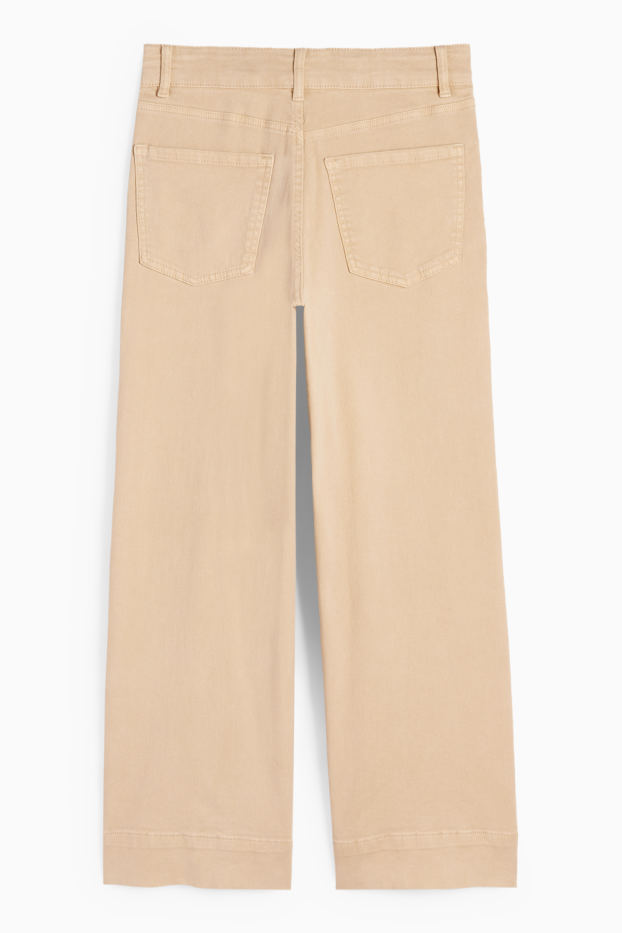 Women - Cloth trousers - high waist - wide leg - beige